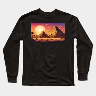 Egyptian pyramids at sunset Long Sleeve T-Shirt